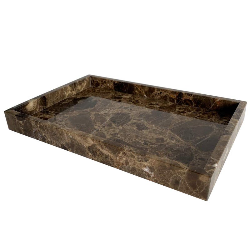 StonePlus Natural Marble Storage Vanity Tray, Cosmetics Jewelery Tray, Kitchen Organizer, Coffee Table Tray (Coffee Net, 11.8L x 7.87W x 1.18H) - Image 1